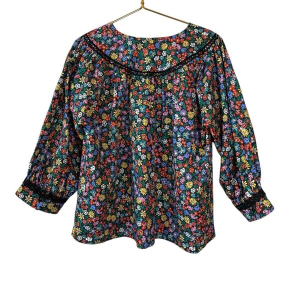 Johnny Was Jade NWT Dark Floral Puff Balloon Sleeve RISA POPLIN BLOUSE XL‎ - Picture 10 of 10